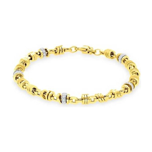 Pulsera Bizzarro Oro Amarillo 14k (21cm) Con Zirconias