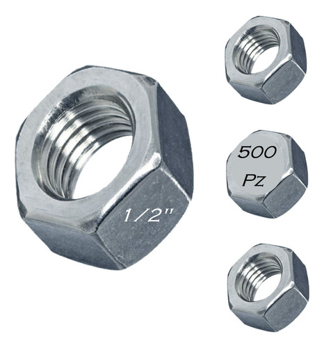 Tuerca Hexagonal 1/2 Estándar Galvanizada (500pz)