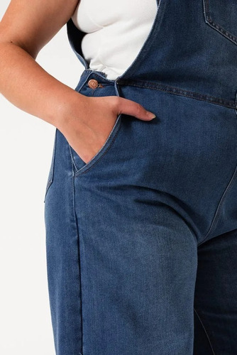 Jardinero Wide Leg Jean Mujer Enterito Recto Talles Grandes Azul 52