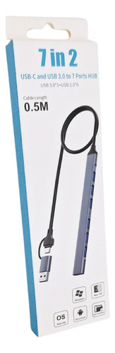 Hub Conector Dual 7 Puertos Usb 3.0 Windows, Mac Y Android