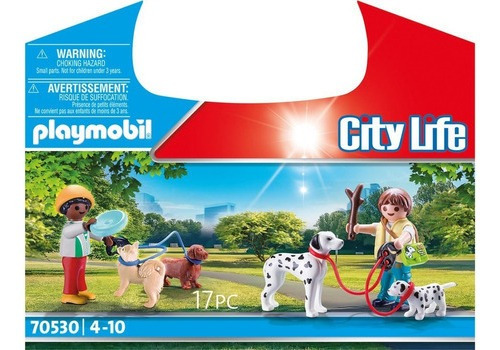 Juguete Playmobil City Life Maletín Paseo Con Perros 17 Pc