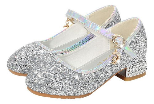 Zapatos Princesa Lentejuelas De Plata Para Niñas S:25-38