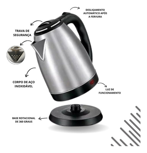 Hervidor Eléctrico Tetera De Acero Inoxidable Jarra 1,8