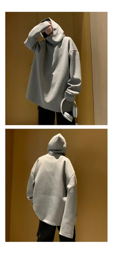 Sudadera Con Capucha Holgada Y Cuello Alto Para Hombre