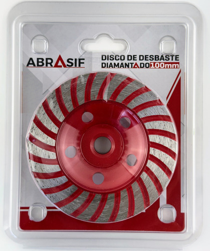 Rebolo Prato Diamantado Lixadeira 100mm Rosca M14 Desbaste Vermelho