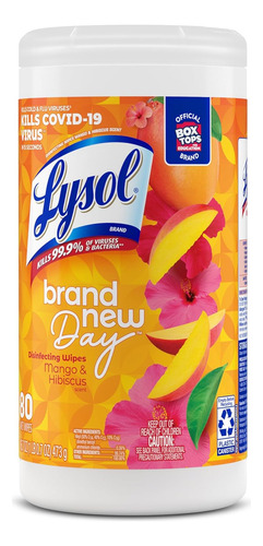 80 Toallitas Mango Hibiscus Desinfectantes Lysol Wet Wipes