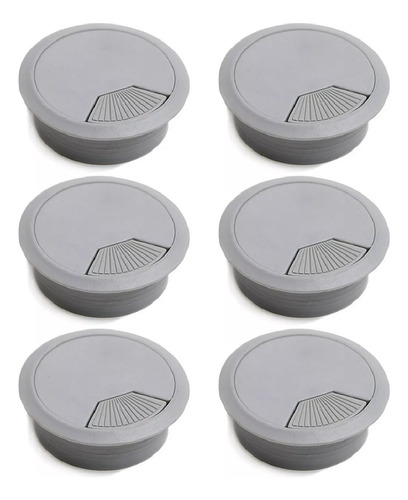 6 Pasacables Plástico Para Escritorio 60 Mm Gris Madera