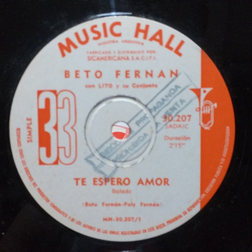 Beto Fernan - Te Espera Amor - Simple Promo Año 1964