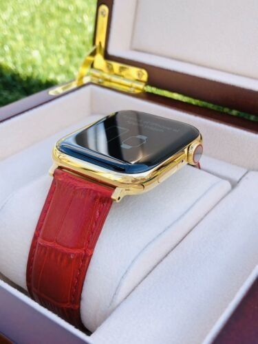 Reloj Apple Watch Serie 6 Chapado En Oro 24k 44mm Acero I...