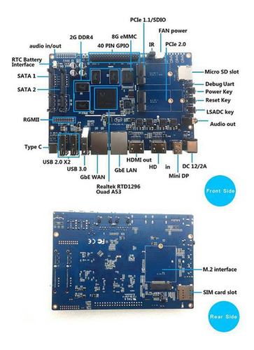 For Banana Pi Bpi W2 Router+heat Sink Rtd1296 2g Ddr4+8g Dem