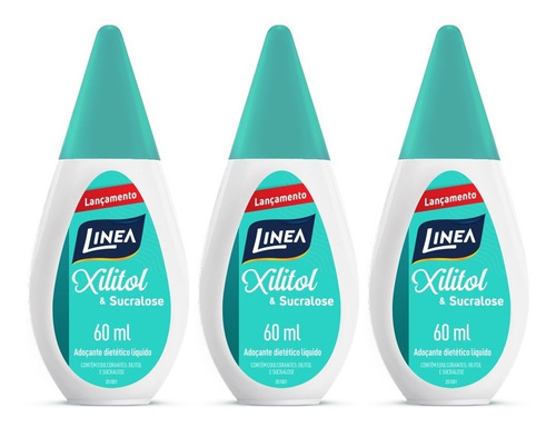 Linea Adoçante Xilitol & Sucralose 60ml - Kit C/ 3 Unds