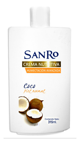 Crema Sanro Coco, Humectación Avanzada Para Piel Normal