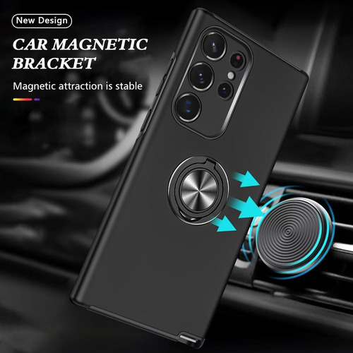 Funda Uso Rudo Anillo Carcasa Para Galaxy S23 Ultra+mica Negro Samsung Galaxy S23 Ultra