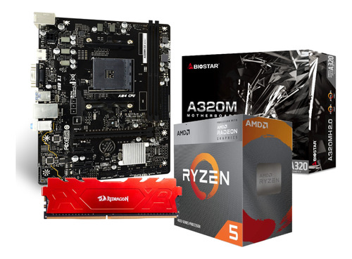 Kit Placa Mãe Biostar A320m Ryzen 5 4600g 16gb 3200mhz Red Cor Preto