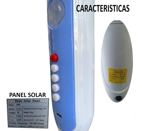 Ventilador 16 Recargable Con Panel Solar 20w 18000mah