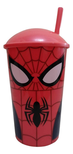 Vaso Hombre Araña Spiderman Con Tapa Sorbete Orig Armonyshop