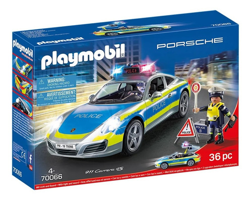 Juego Playmobil City Action Porsche 911 Carrera 4s Policía 36 Piezas 4+