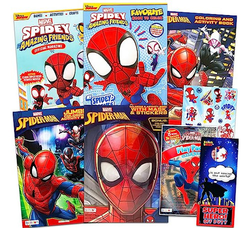 Juego De Libros Para Colorear Crenstone Spiderman Con Pegati