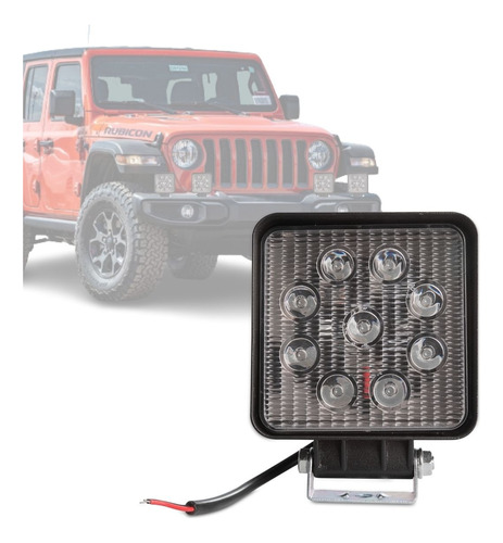 Farol Milha Led Quadrado 27w Troler Jeep Off Road 12v E 24v