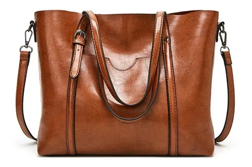 Bolso Cartera En Cuero Pu Estilo Vintage Gran Capacidad Cuotas