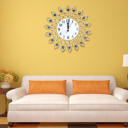 - Reloj Mural Creativo De Pavo Real De Diamantes De Imitac