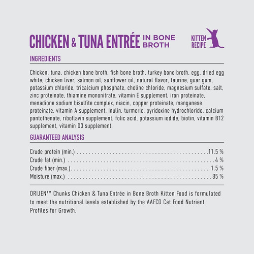 Orijen Kitten Chicken And Tuna Chuncks 3 Oz -12 Latas