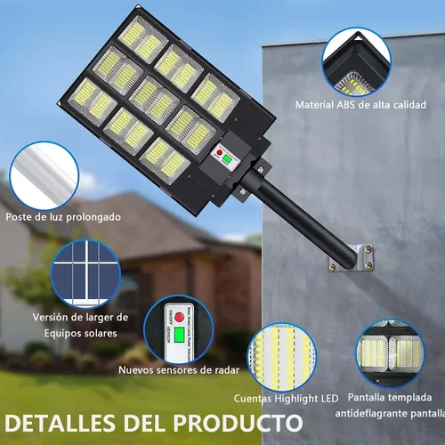 Foco Solar Led 1000w Luminaria Full + Soporte + Control