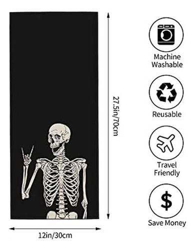 Rock And Roll Skeleton Hippie Skull Toallas Suaves Para Los