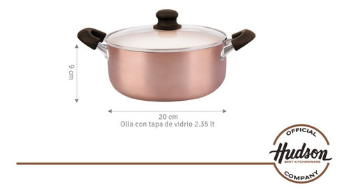 Imagen 7 de 11 de Cacerola Antiadherente Ceramico Hudson 20 Cm Color Cobre