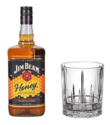 Whisky Jim Beam Honey 750ml. + Vaso Spiegelau De Cristal 
