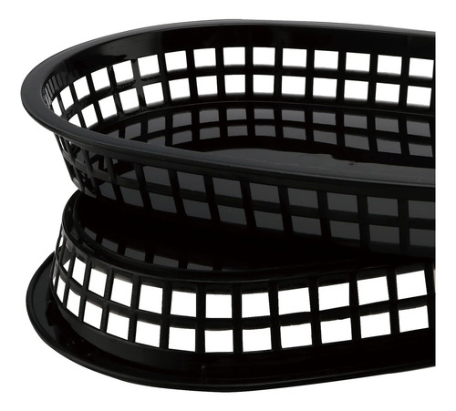 Plato Canasta Fast Food Ovalada Alitas Papas 27 Cm 12 Color Negro Lisa