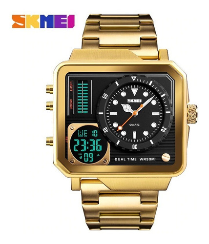 Relógio Quadrado Skmei 1392 Luxo Digital E Quartzo 