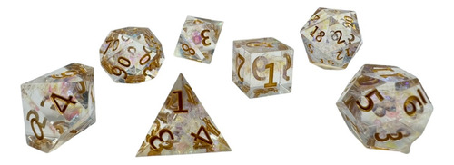 Set De 7 Dados Juegos De Rol - Resina Con Brillos Tornasol