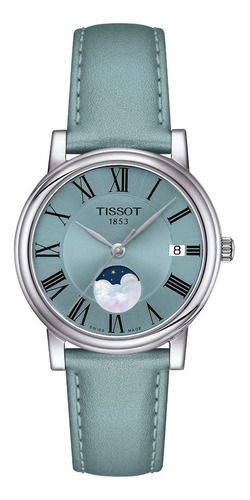 Reloj Mujer Tissot Carson Premium Moonphase | Piel Azul Color De La Correa Azul Claro Color Del Bisel Acero Color Del Fondo Azul Claro