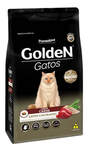 Alimento Golden Premium Especial Castrados para gato adulto sabor carne em sacola de 3kg