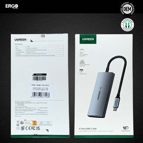 Hub Ugreen 4en1 Usb-c 3.2 Multipuerto 10gbps Pd-100w Pc Mac