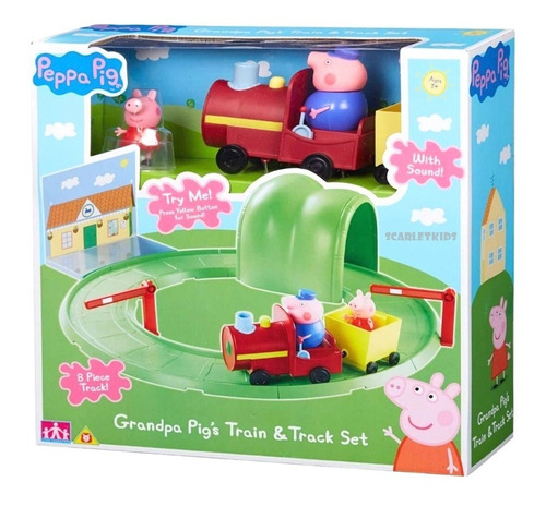 Peppa Pig Tren Abuelo Y Vias Incluye Peppa Sonido Original