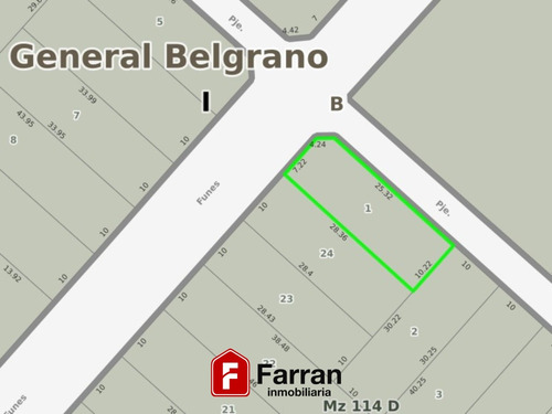 Lote Venta General Belgrano- Céntrico Con Todos Los Servicios. Escritura Y Documentación Al Día