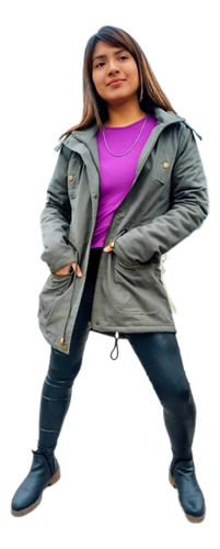 Parka De Mujer Gabardina Con Corderito Xxl
