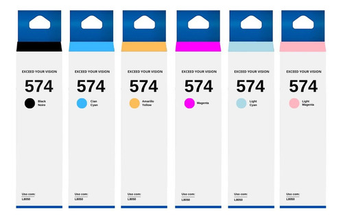 Kit Refil Tinta Origin T574 Para Impressora L8050 6 Cores