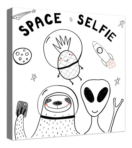 Cuadro Decorativo Canvas Moderno Space Selfie 2 90x90cm