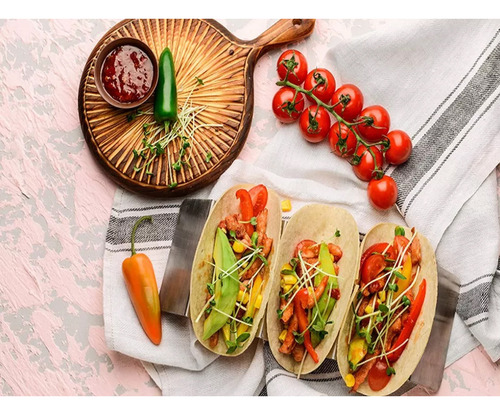 Plato Tacos Acero Inoxidable Bandeja Tortillas Sujetador Gr