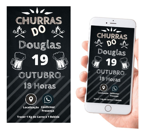 Convite Digital Interativo Churrasco Modelo 1