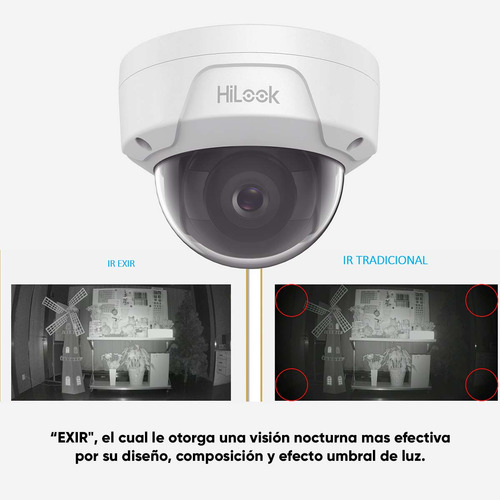 HiLook Cámara de Seguridad Tipo Domo IP 4 Megapixel Con 30 mts de IR Para Vision Nocturna Protección IP67 Para Uso Exterior Exterior Compatibilidad Onvif