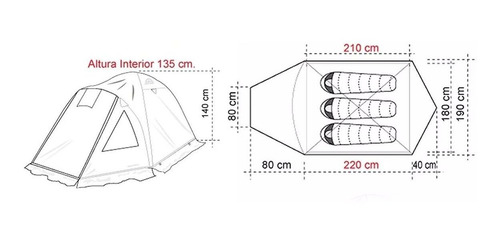 Imagen 2 de 5 de Carpa 3 Personas Doite Yosemite Xr3 Camping Comedor Iglu