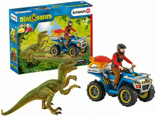 Schleich Dinosaur Toy Quad Escape From Velociraptor 5-piece