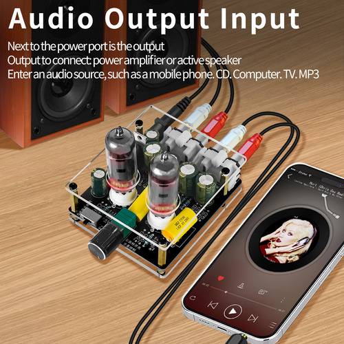 Pré-amplificador De Tubo 6k4 Atualizado Dc12-16v Com Equaliz
