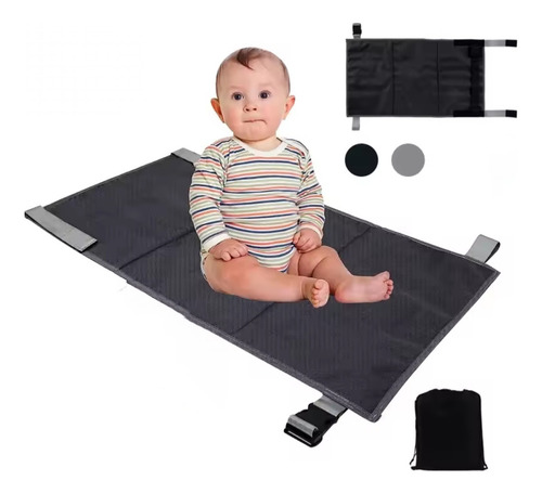 Kit Almofada Extensor Assento + Rede De Pé Avião Trem Viagem Preto Liso