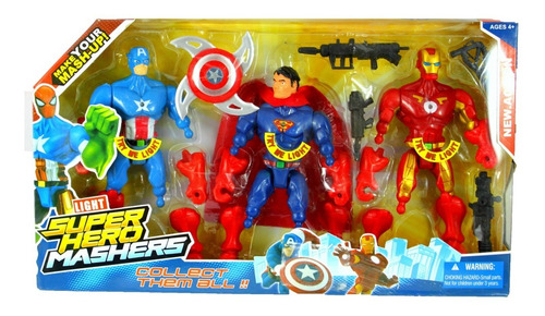 3 Muñeco Superman Capitan Iron Man Avenger Vengador Juguete