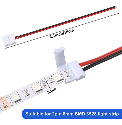 Zhmy 72 Conectores De Tira De Luz Led De 8 Mm Y 2 Pines
